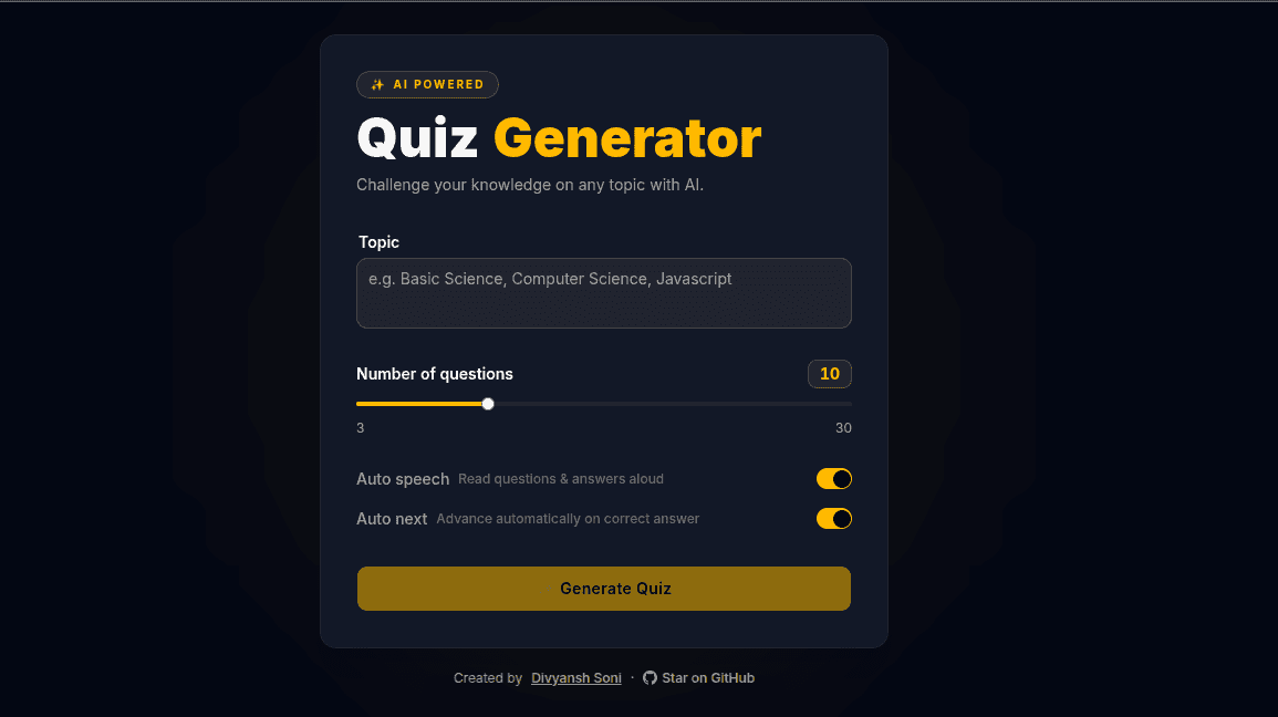 AI Quiz Generator screenshot 1