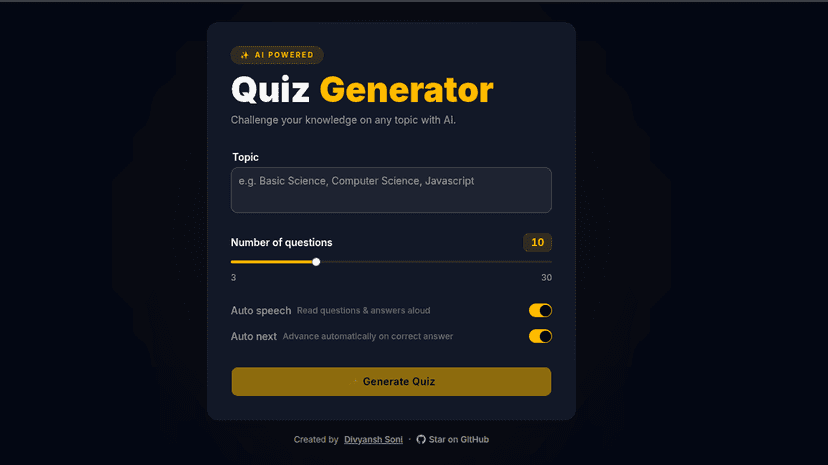AI Quiz Generator preview